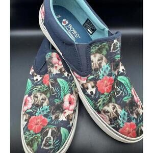 Skechers BOBS All Over Dog Floral Print Canvas Slip-On Sneakers - Men's Size 10